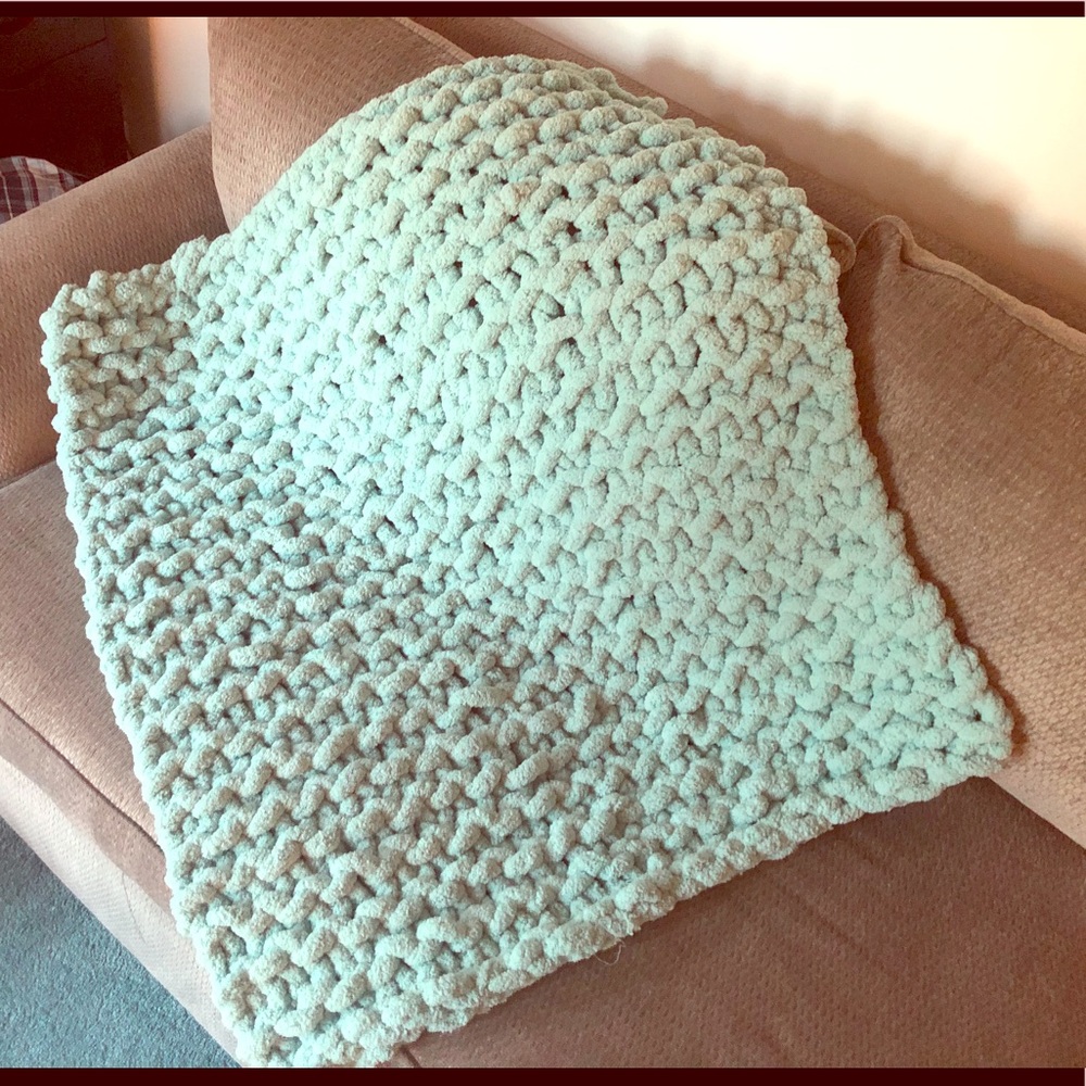 BABY knitted  blanket 30x40 mint color